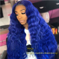 Royal Navy Blue Colour 100% Peruvian Body Wave Human Hair Weave Bundles With Lace Closure, Dark Blue Virgin Sew In Hair Weaving